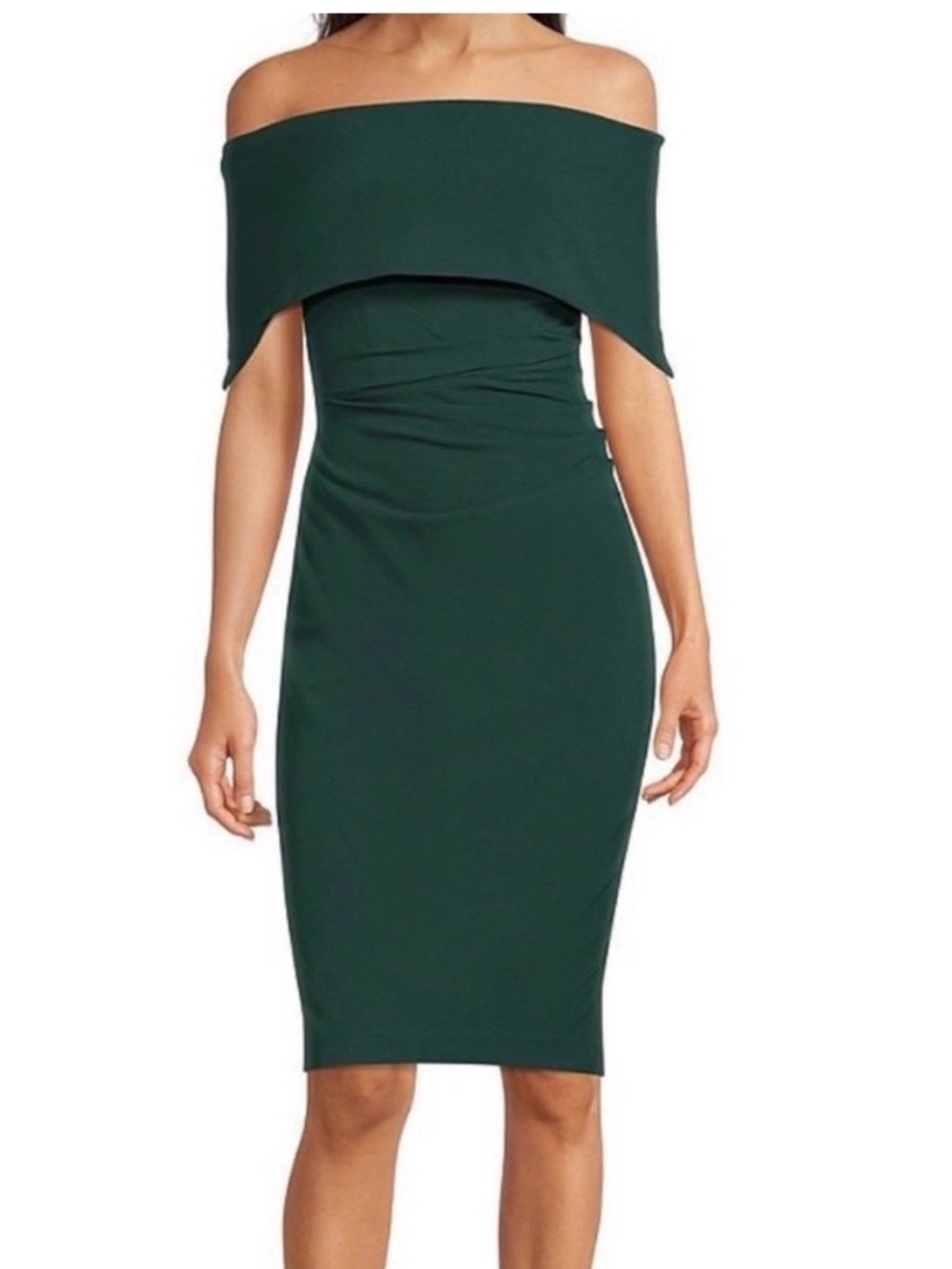 Vince Camuto One-Shoulder Forest Green Sheath Dress